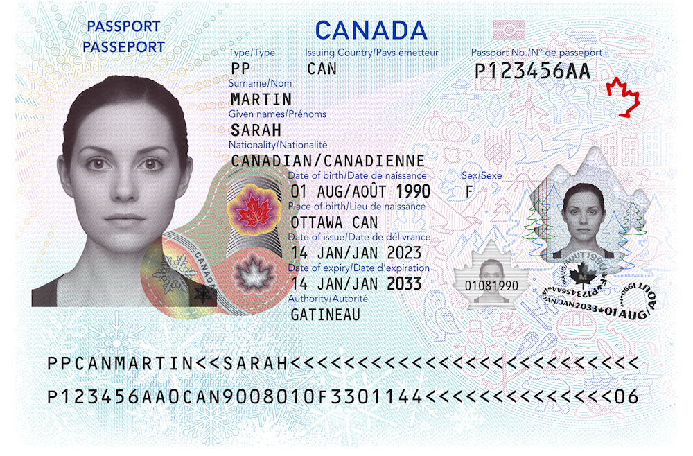 Inside of Canadian Passport (issued after May 2023)